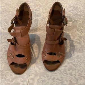 Brown leather heels